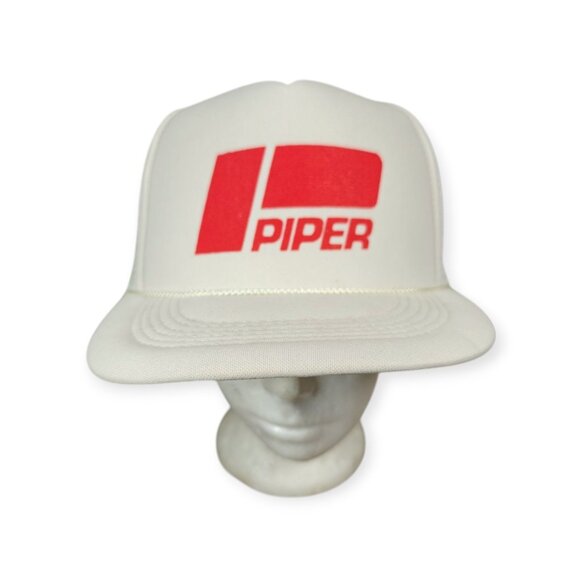 Piper Aircraft Trucker Hat Cap Vintage Snapback Aviation Piper Club Red Logo - Picture 1 of 11